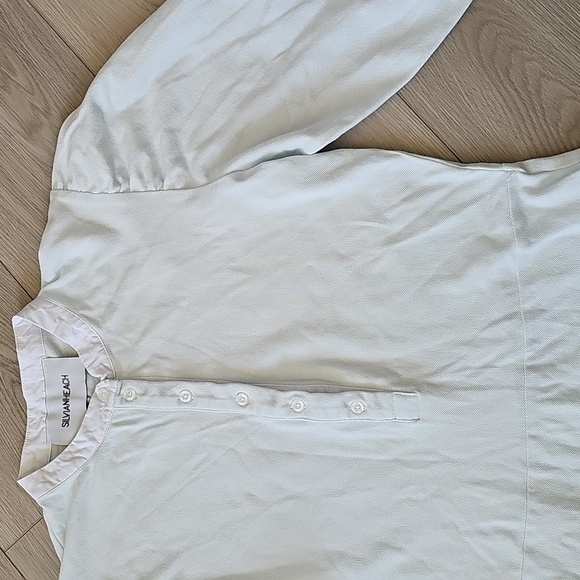 Sylvian Heach Vintage-Inspired Mint Green Puff Sleeve Shift Dress - Picture 4 of 14